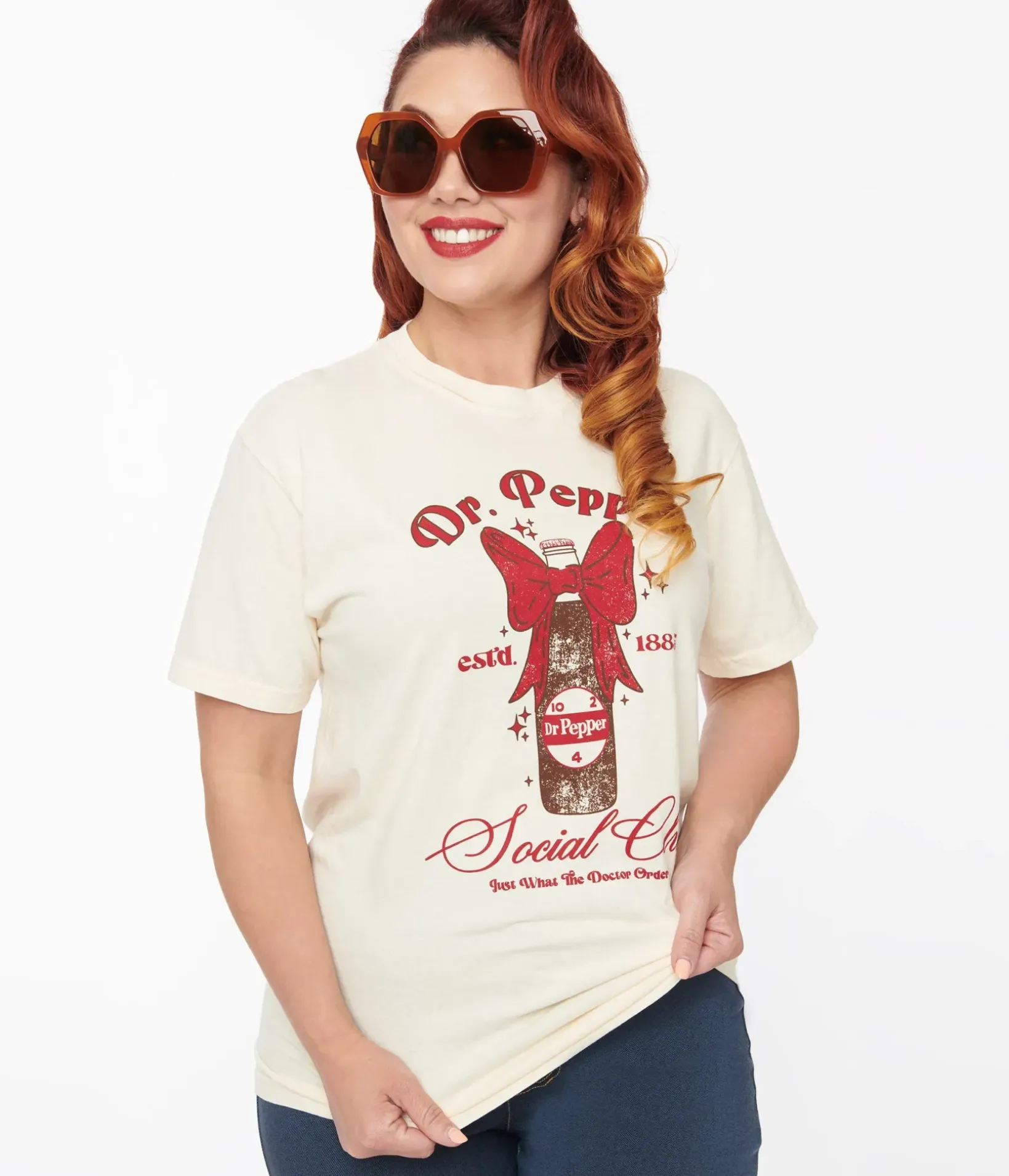 Unique Vintage Graphic Tees|Graphic Tees>Vintage Style Dr Pepper Social Club Fitted Graphic Tee