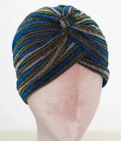 Unique Vintage Special Occasion|Flapper Accessories>Vintage Style Multicolor Metallic Blue Knotted Turban