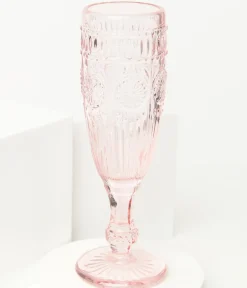 Unique Vintage Barbie Core|All Things Pink>Vintage Style Pink Glass Champagne Flute