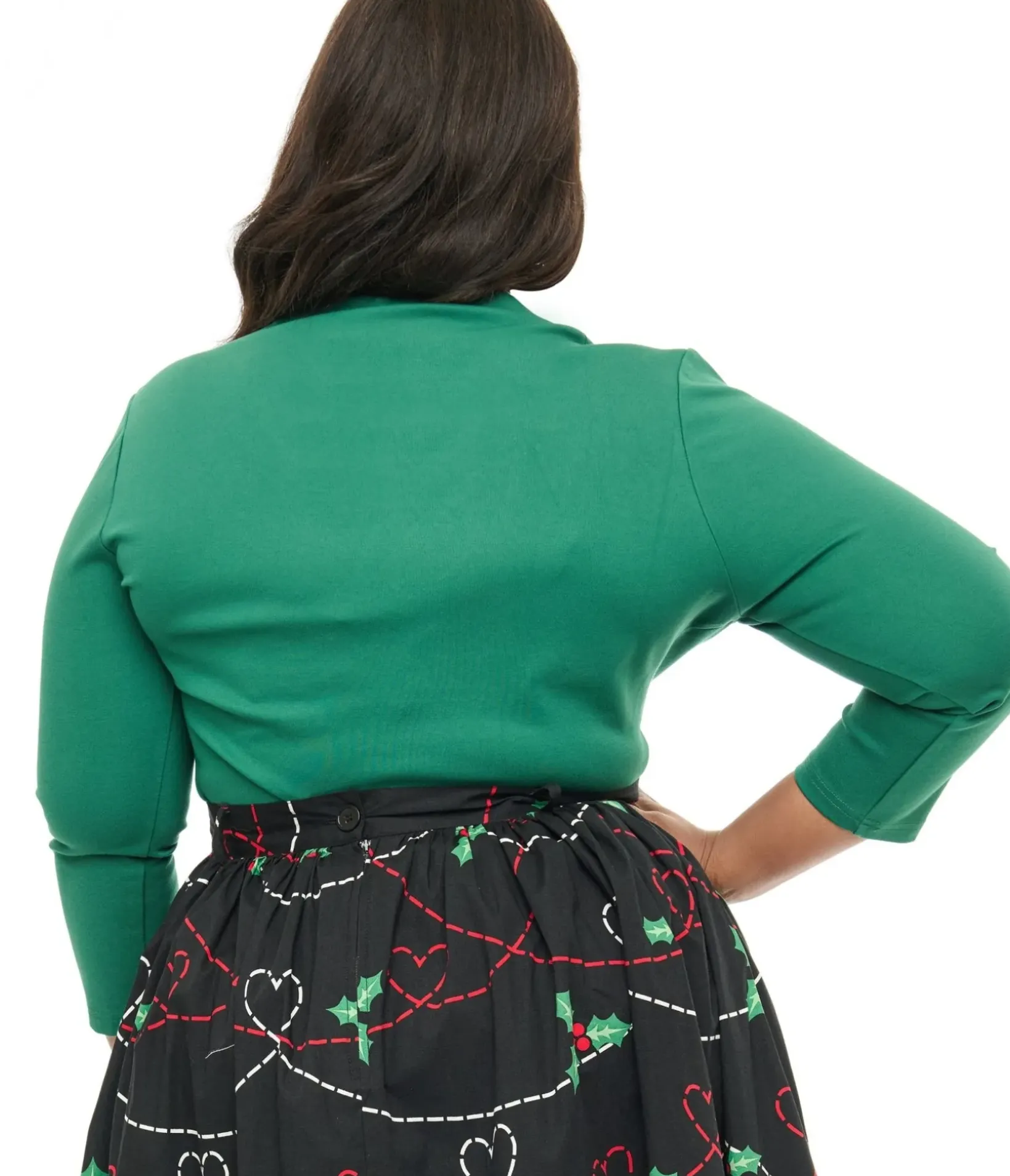 Unique Vintage Work Wear>Voodoo Vixen Plus Size 1950s Green Jersey Knit Top