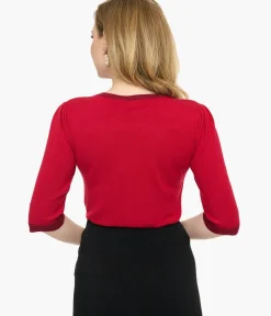 Unique Vintage Sweaters & Cardigans|All Things Red>Voodoo Vixen Red & Berry Chevron Sweater