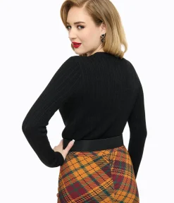 Unique Vintage Sweaters & Cardigans|All Things Black>Voodoo Vixen 1950s Black Textured Cardigan