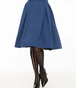 Unique Vintage Skirts|Skirts>Voodoo Vixen 1950s Blue Pleated High Waist Flare Skirt