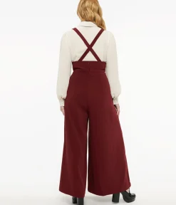 Unique Vintage Pants|Pants>Voodoo Vixen 1950s Burgundy High Waist Suspender Pants
