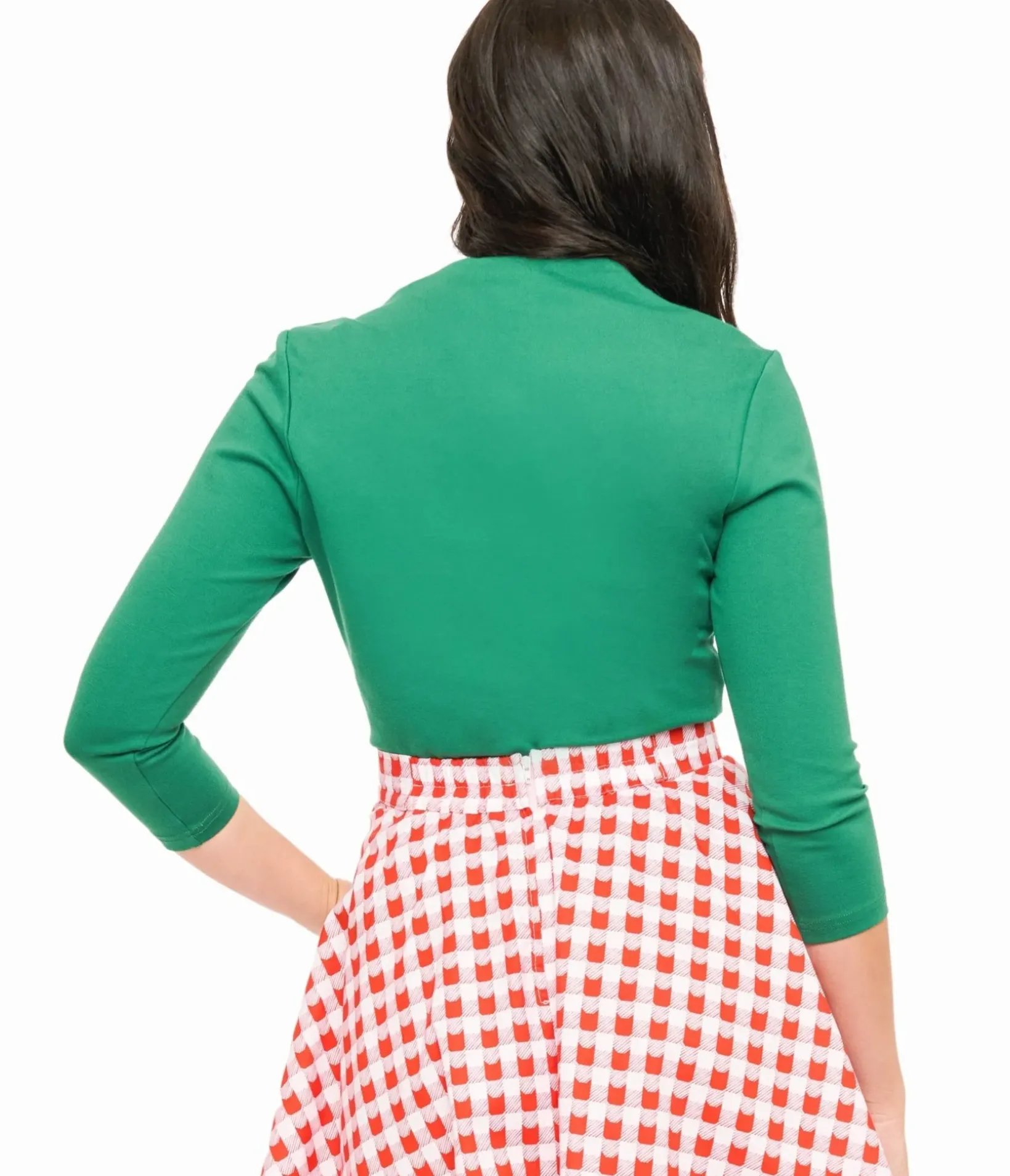 Unique Vintage Work Wear>Voodoo Vixen 1950s Green Jersery Knit Top