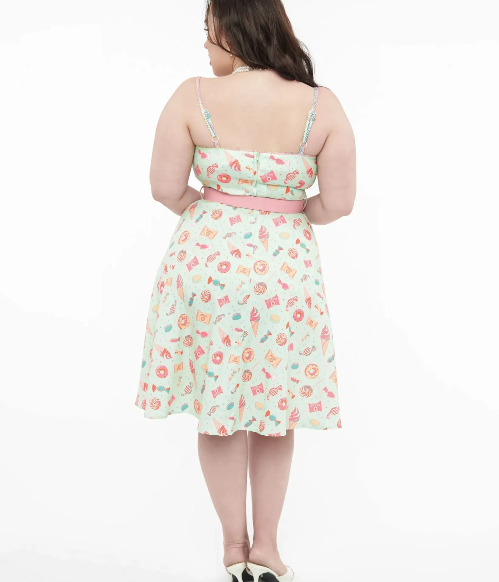 Unique Vintage Fit & Flare|Pocket Dresses>Voodoo Vixen 1950s Mint Green Sweet Tooth Print Fit & Flare Dress