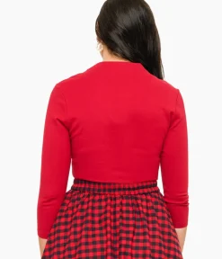 Unique Vintage Work Wear|All Things Red>Voodoo Vixen 1950s Red Jersey Knit Top