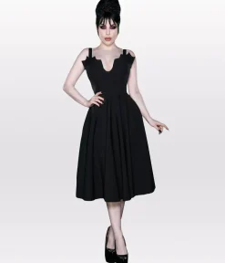 Unique Vintage Swing|Pocket Dresses>Weasel Wear Black Queen of the Night Swing Dress