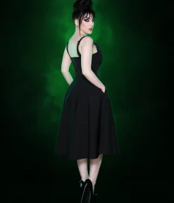 Unique Vintage Swing|Pocket Dresses>Weasel Wear Black Queen of the Night Swing Dress