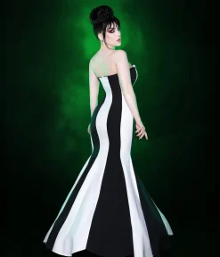 Unique Vintage Maxi|Midi & Maxi>Weasel Wear Black & White Striped Sandworm Gown