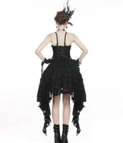 Unique Vintage Everyday Dresses>Western Fashion Black Lace Ruffle Dress