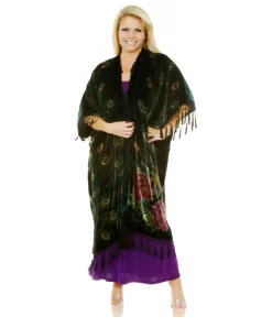 Unique Vintage Maxi|Caftans>Western Fashion Black Peacock Caftan