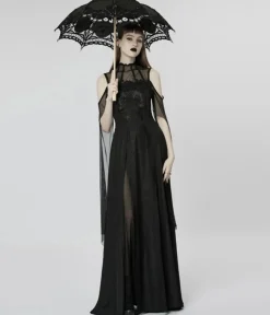 Unique Vintage All Things Black|Umbrellas>Western Fashion Gothic Black Lace Cotton Parasol