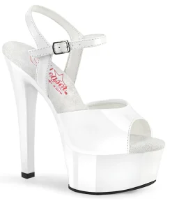 Unique Vintage Heels|Sandals>White Patent Comfort Platform Sandals
