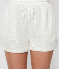 Unique Vintage Shorts|Shorts>White Sequin Shorts