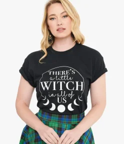 Unique Vintage Graphic Tees|Graphic Tees>Wickedly Divine Shop Black There's A Little Witch In All Of Us Unisex Graphic Tee