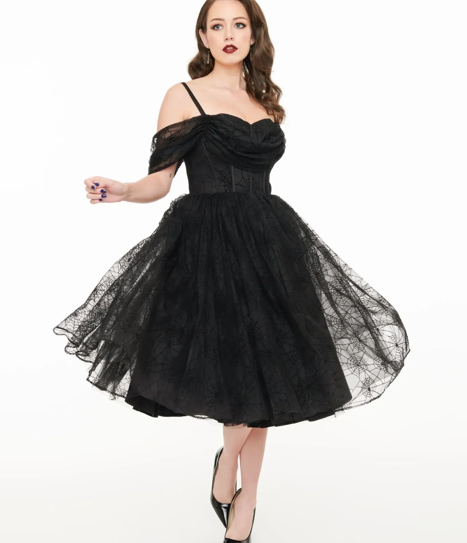 Unique Vintage Swing|Swing>Witchwood Bags Black Spiderweb Octavia Party Dress