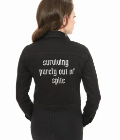 Unique Vintage Jackets|Coats & Jackets>Witchwood Bags Black Surviving Out Of Spite Denim Jacket