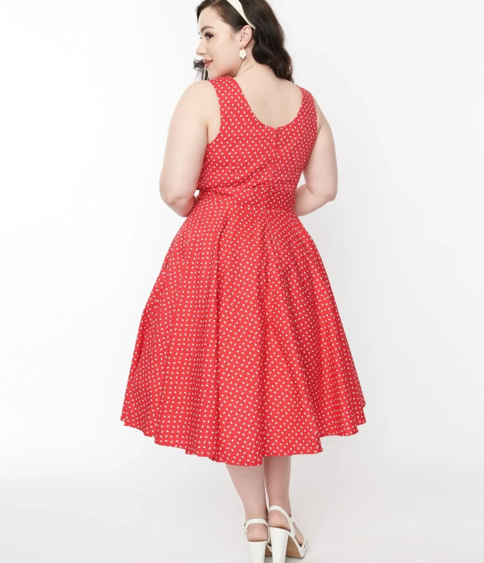 Unique Vintage Pocket Dresses|Everyday Dresses>Yellow & White Floral Surplice Swing Dress